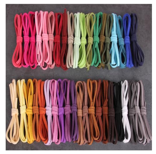 ThaiRoot 40 Farben x 1M Bunte Lederschnur Wildleder Lederband 3mm Wildlederband Flache Reißfest Flach Lederbänder Ketten Halsketteband Schmuckband für DIY Armband Halskette Schmuck Handwerk Schnur ThaiRoot 40 Farben x 1M Bunte Lederschnur Wildleder Lederband 3mm Wildlederband Flache Reißfest Flach Lederbänder Ketten Halsketteband Schmuckband für DIY Armband Halskette Schmuck Handwerk Schnur von ThaiRoot