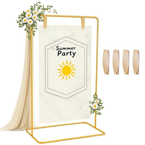 Hochzeitsschild Halter, verstellbare Display-Schilder mit 4 Lederriemen, Metall-Posterhalter, Willkommens-Halter für Hochzeitsschild, Poster, Malerei, Gold Hochzeitsschild Halter, verstellbare Display-Schilder mit 4 Lederriemen, Metall-Posterhalter, Willkommens-Halter für Hochzeitsschild, Poster, Malerei, Gold von Thaijoy