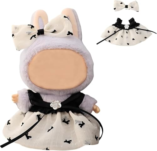 Thalorix Kleidung für Labubu, 3-teilige Lububu Puppe Outfits, Modeschuhe, Hosen, Top Set Zubehör, Exquisite 17 cm Labubus Kleidung (Keine Puppe) (Blau A) von Thalorix