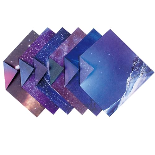 50PCS Origami Papier Farbiges Doppelseitiges Gedrucktes Scrapbook Papier Quadratische Galaxie Außenraum Starry Einfaches Falten Handgemachte Kunst Handwerk Stern Papier(Starburst A) von Thatyro