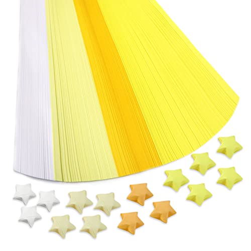 540 Blatt Stern Origami Papier, 4 Farben Glücksstern Papierstreifen, doppelseitige Origami Stern Papierstreifen, Glücksstern Dekoration Faltpapier für Kunst, Handwerk, DIY (Gelb) von Thatyro