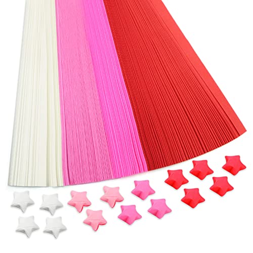 540 Blatt Stern Origami Papier, 4 Farben Glücksstern Papierstreifen, doppelseitige Origami Stern Papierstreifen, Glücksstern Dekoration Faltpapier für Kunst, Handwerk, DIY (Pink) von Thatyro