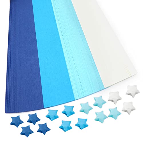 540 Blatt Stern Origami Papier, 4 Farben Glücksstern Papierstreifen, doppelseitige Origami Stern Papierstreifen, Glücksstern Dekoration Faltpapier für Kunst, Handwerk, DIY (blau) von Thatyro
