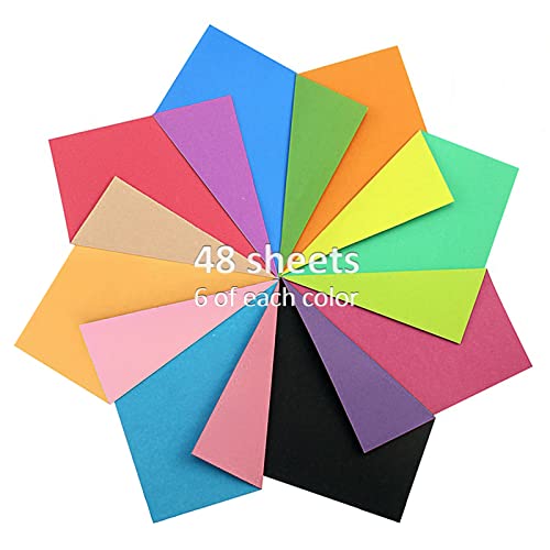 Origami-Papier, doppelseitig, verschiedene Farben, 8 lebendige Farben, Kami-Papier, 15,2 cm, quadratisches faltbares Papierhandwerk, Origami-Blätter für Anfänger und Erwachsene DIY (48) von Thatyro