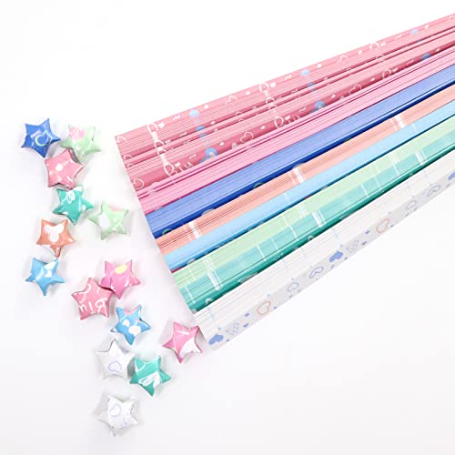 Origami-Papierstreifen in 8 lebendigen Farben, Glücksstern, Faltpapier für Bastelarbeiten, Dekoration, Herzform, 400 Blatt von Thatyro