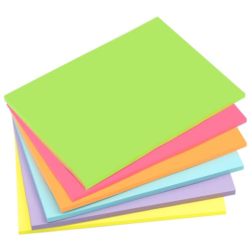 6 Farben Sticky Notes Groß, 203 x 152 mm Notizzettel Selbstklebend 50 Blätter Pro Farbe/Block, Haftnotizen Klebezettel Bunt für Schule Büro Zuhause von Thboxes