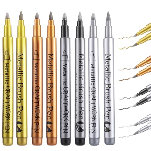 Thboxes 8 Stück Metallic Stifte, 4 Farben Metallic Marker Goldstift Silberstift Bronze Schwarz Acrylmarker Wasserfest Acrylstifte für Album Steine Holz Glas DIY Zeichnung Thboxes 8 Stück Metallic Stifte, 4 Farben Metallic Marker Goldstift Silberstift Bronze Schwarz Acrylmarker Wasserfest Acrylstifte für Album Steine Holz Glas DIY Zeichnung von Thboxes