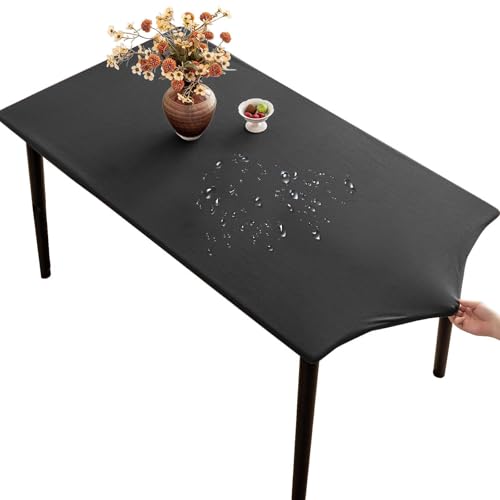 Thdsubb Tischdecke Milchseide Elastisch Tischdecken Wasserabweisend Garten Tischdecken Für Draußen (60x120 cm,Schwarz) von Thdsubb