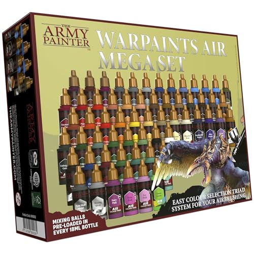 The Army Painter, Warpaints Air Mega Set, 60 x 18ml Vorgemischte Acrylfarben für Airbrush, Inklusive 9 Metallics und 1 Fluoreszierende Farbe - Airbrush Farben Set für Modellbau- und Miniaturfarben The Army Painter, Warpaints Air Mega Set, 60 x 18ml Vorgemischte Acrylfarben für Airbrush, Inklusive 9 Metallics und 1 Fluoreszierende Farbe - Airbrush Farben Set für Modellbau- und Miniaturfarben von The Army Painter