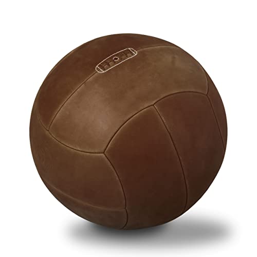The Ballon Sitzball aus Leder nuss-braun - 57 cm Durchmesser mit traditioneller Prägung aus Naturleder von The Balloon