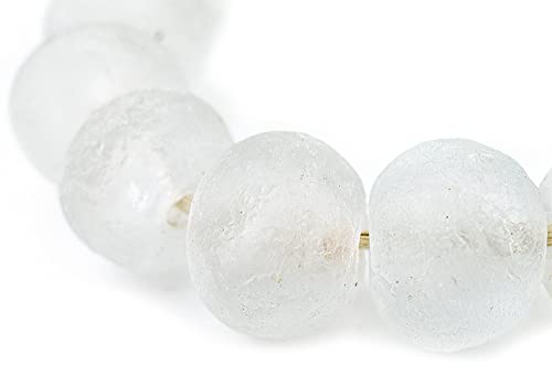 Super-Jumbo-Perlen aus recyceltem Glas – Perlen-Wandbehang – Extra große afrikanische Glasperlen 32–35 mm – The Bead Chest (geschwärzt) farblos von The Bead Chest
