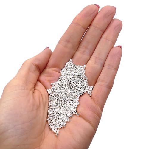1000 Stück 2 mm Versilberte Runde Zwischenperlen – Metallperlen für Schmuckherstellung, Ideal für Armbänder, Ketten, Ohrringe und Bastelprojekte von The Bead Shop