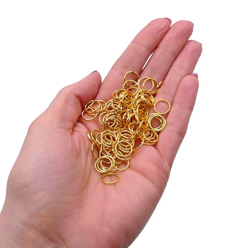 200 Stück Spaltringe 10 mm Vergoldet (1 mm Dicke) – Stabile Offene Ringe für Schmuckherstellung, Ideal zum Verbinden von Verschlüssen, Anhängern & Schmuckteilen, Bastelzubehör von The Bead Shop