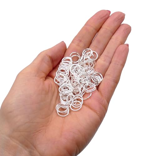 200 Stück Spaltringe 10 mm Versilbert (1 mm Dicke) – Stabile Offene Ringe für Schmuckherstellung, Ideal zum Verbinden von Verschlüssen, Anhängern & Schmuckteilen, Bastelzubehör von The Bead Shop