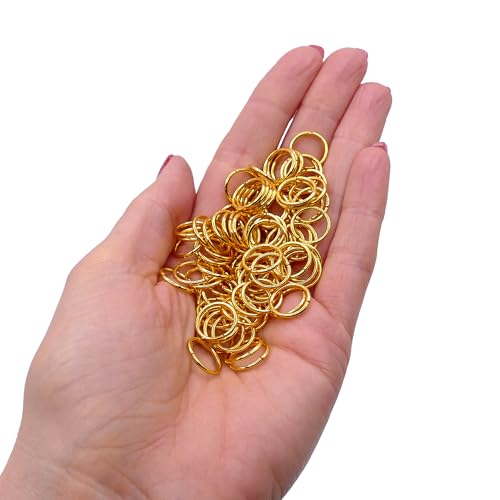 200 Stück Spaltringe 12 mm Vergoldet (1,2 mm Dicke) – Stabile Offene Ringe für Schmuckherstellung, Ideal zum Verbinden von Verschlüssen, Anhängern & Schmuckteilen, Bastelzubehör von The Bead Shop
