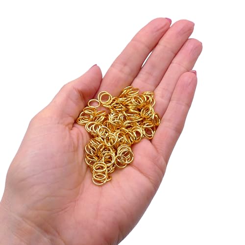 200 Stück Spaltringe 8 mm Vergoldet (1 mm Dicke) – Stabile Offene Ringe für Schmuckherstellung, Ideal zum Verbinden von Verschlüssen, Anhängern & Schmuckteilen, Bastelzubehör von The Bead Shop