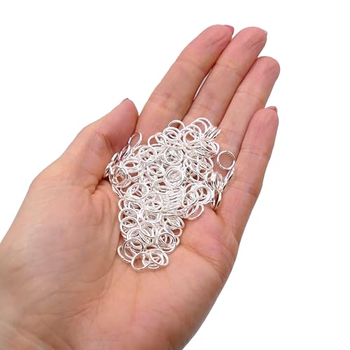 200 Stück Spaltringe 8 mm Versilbert (1 mm Dicke) – Stabile Offene Ringe für Schmuckherstellung, Ideal zum Verbinden von Verschlüssen, Anhängern & Schmuckteilen, Bastelzubehör von The Bead Shop