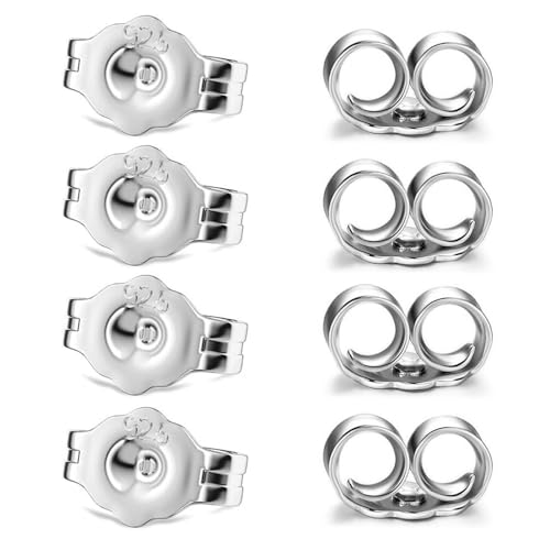 925 Sterling Silber Ersatz Ohrstecker Rückteile, 8 Stück/4 Paare Schmetterlingsverschlüsse, Sicherer Halt für Steckerohrringe, Schmuckherstellung, Schmuckzubehör 925 Sterling Silber Ersatz Ohrstecker Rückteile, 8 Stück/4 Paare Schmetterlingsverschlüsse, Sicherer Halt für Steckerohrringe, Schmuckherstellung, Schmuckzubehör von The Bead Shop