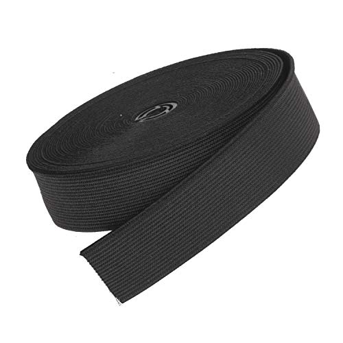 Flaches elastisches Gummiband – Dehnbares Nähband für Kleidung, Taillenbänder, Stirnbänder, Röcke, Perücken und Bastelprojekte, 6 Meter (Schwarz, 25mm) von The Bead Shop