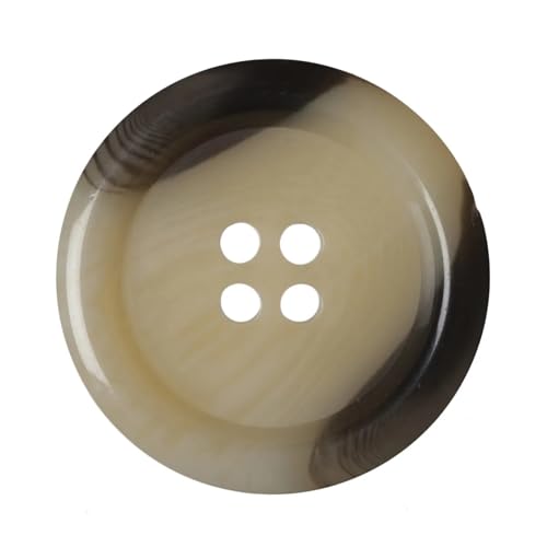 Kunststoffknöpfe aus Kunsthorn, rund, 15 mm, mit 4 Löchern, ideal für Mäntel, Jacken, Strickjacken, Beige, 12 Stück (24 l) von The Bead Shop