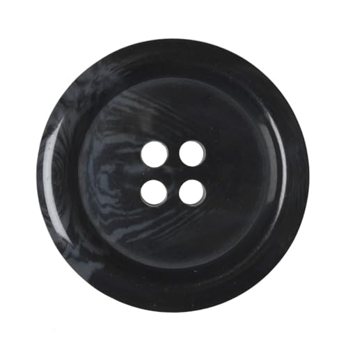 Kunststoffknöpfe aus Kunsthorn, rund, 15 mm, mit 4 Löchern, ideal für Mäntel, Jacken, Strickjacken, Schwarz, 12 Stück (24 l) von The Bead Shop