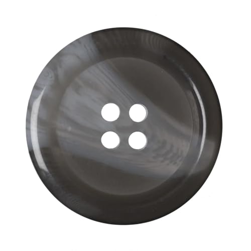 Kunststoffknöpfe aus Kunsthorn, rund, 20 mm, mit 4 Löchern, ideal für Mäntel, Jacken, Strickjacken, Grau, 6 Stück (32 l) von The Bead Shop