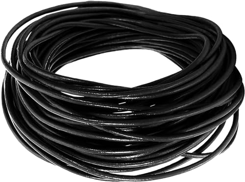 Lederschnur 1,5 mm 5 Meter schwarz - Rindsleder, runde Schnur, für Armband, Halskette, Schmuckherstellung, DIY Handwerk ​ von The Bead Shop