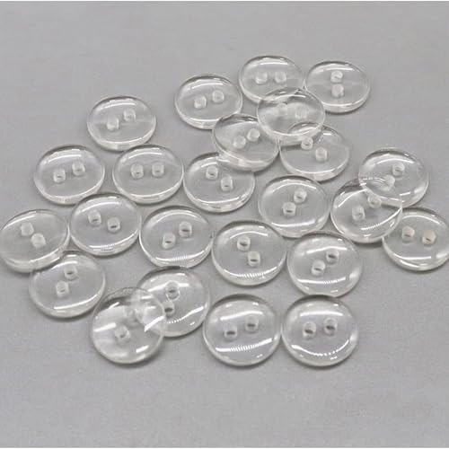 Runde Knöpfe aus Kunstharz mit 2 Löchern, 18 mm, 28 l, 25 Stück, langlebig, transparent, zum Nähen, Stricken und Basteln von The Bead Shop