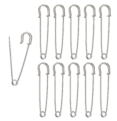 The Bead Shop Kilt Pins | Große Sicherheitsnadeln 64 mm (10er-Pack) Hochbelastbare Gummituchstifte von The Bead Shop