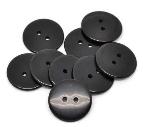 10 Stück schwarz rund Harz 23 mm Knöpfe 2 Löcher für Nähen, Scrapbooking, Verzierungen, Handwerk, Schmuckherstellung, Shabby Chic, stricken, von The Bead and Button Box