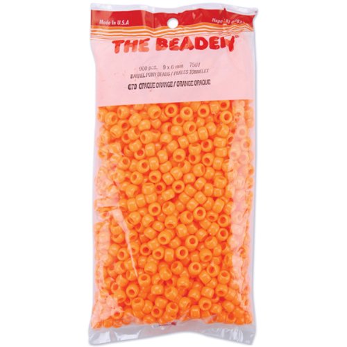 The Beadery Pony-Perlen, 6 x 9 mm, Orange, klein, 900 Stück von The Beadery