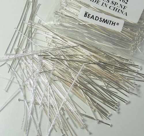 144 Head Pins .029dia X 2.25 Inch Silver Plating Over Brass Standard 21 Gauge Wire Beadsmith Headpins by Beadsmith 144 Head Pins .029dia X 2.25 Inch Silver Plating Over Brass Standard 21 Gauge Wire Beadsmith Headpins by Beadsmith von The Beadsmith