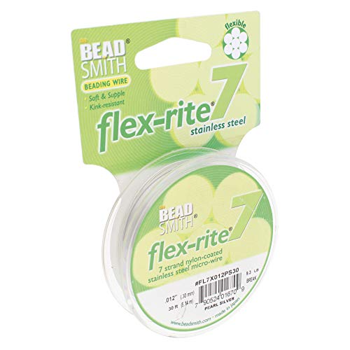 BeadSmith Flex Rite Flex Rite aufreihmaterialien Besaitung Draht 30 Füße Nylon beschichtetem Edelstahl 7 Strand Tigertail 3,6 kg Break 12 Pearl Silber von The Beadsmith