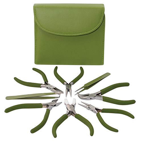 Beadsmith 8-teiliges Zangen- und Pinzettenset, olivgrün mit Tasche für unterwegs von The Beadsmith