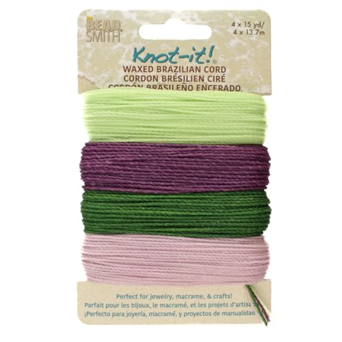 The Beadsmith Knot It gewachste Polyesterschnur – Lavendelfelder – 0,7 mm Durchmesser – 4 Kordeln, je 13,7 m – für Schmuck, Makramee, Freundschaftsarmbänder und Bastelarbeiten von The Beadsmith
