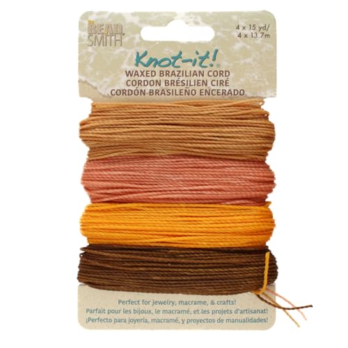 The Beadsmith Knot It gewachste Polyesterschnur – Kürbisgewürz – 0,7 mm Durchmesser – 4 Kordeln, je 13,7 m – für Schmuck, Makramee, Freundschaftsarmbänder und Bastelarbeiten von The Beadsmith