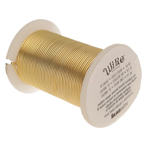 The Beadsmith Strukturierter Schmuckdraht, Profilstruktur, goldfarben, 18 Gauge, 9,1 m, halbrund, halbflexibler Draht, mittlere Temperatur The Beadsmith Strukturierter Schmuckdraht, Profilstruktur, goldfarben, 18 Gauge, 9,1 m, halbrund, halbflexibler Draht, mittlere Temperatur von The Beadsmith