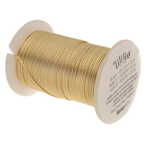 The Beadsmith Strukturierter Schmuckdraht, gewebte Textur, goldfarben, 20 Gauge, 13,7 m, halbrund, halbflexibler Draht, mittlere Temperatur The Beadsmith Strukturierter Schmuckdraht, gewebte Textur, goldfarben, 20 Gauge, 13,7 m, halbrund, halbflexibler Draht, mittlere Temperatur von The Beadsmith