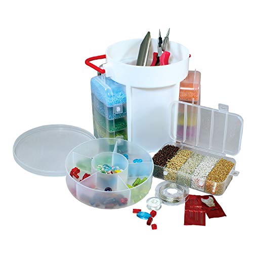 The Beadsmith Tragbarer Perlen-Caddy – Perlen-Set mit Schmuckherstellungszubehör, enthält mehr als 1000 g Rocailles plus Zubehör und Aufbewahrung von The Beadsmith