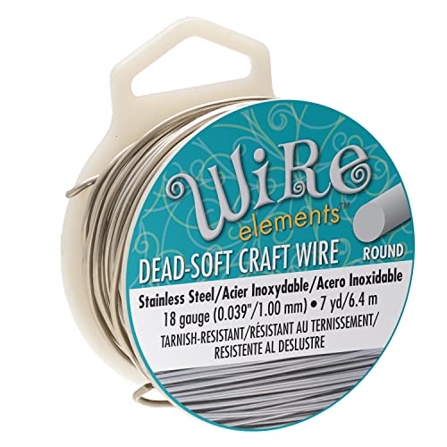 The Beadsmith Wire Elements Basteldraht, anlaufgeschützt, weich, rund, Edelstahl, 1 mm, 18 Gauge, 7 m Spule – Schmuckherstellung, Drahtwickeln, Blumen und andere Bastelarbeiten von The Beadsmith