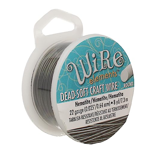 The Beadsmith Wire Elements Basteldraht, anlaufgeschützt, weich, rund, Häma-Farbe, 0,64 mm, 22 Gauge, 8 Yard Spule – Schmuckherstellung, Drahtwickeln, Blumen und andere Bastelarbeiten von The Beadsmith