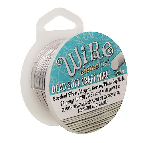 The Beadsmith Wire Elements Basteldraht, anlaufgeschützt, weich, rund, Pinsel, silberfarben, 0,51 mm, 24 Gauge, 9,1 m Spule – Schmuckherstellung, Drahtwickeln, Blumen und andere Bastelarbeiten von The Beadsmith