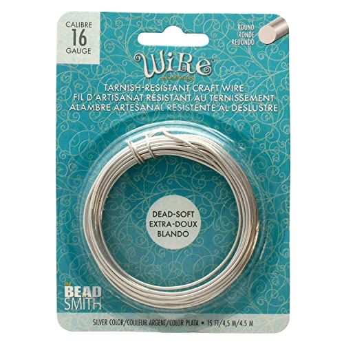 The Beadsmith Wire Elements Basteldraht, anlaufgeschützt, weich, rund, silberfarben, 1,3 mm, 16 Gauge, 4,5 m Spule – Schmuckherstellung, Drahtwickeln, Blumen und andere Bastelarbeiten The Beadsmith Wire Elements Basteldraht, anlaufgeschützt, weich, rund, silberfarben, 1,3 mm, 16 Gauge, 4,5 m Spule – Schmuckherstellung, Drahtwickeln, Blumen und andere Bastelarbeiten von The Beadsmith