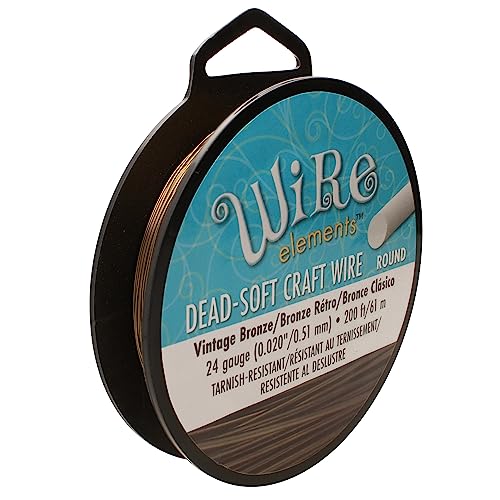 The Beadsmith Wire Elements Basteldraht, anlaufgeschützt, weiches Temperament, rund, Vintage-Bronzefarbe, 0,51 mm, 24 Gauge, 60 m Spule – Schmuckherstellung, Drahtwickeln, Blumen und andere The Beadsmith Wire Elements Basteldraht, anlaufgeschützt, weiches Temperament, rund, Vintage-Bronzefarbe, 0,51 mm, 24 Gauge, 60 m Spule – Schmuckherstellung, Drahtwickeln, Blumen und andere von The Beadsmith