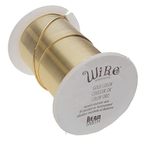 The Beadsmith Wire Elements lackierter Kupferdraht für Schmuckherstellung, 24 Gauge, 27,43 m Spule (goldfarben) von The Beadsmith