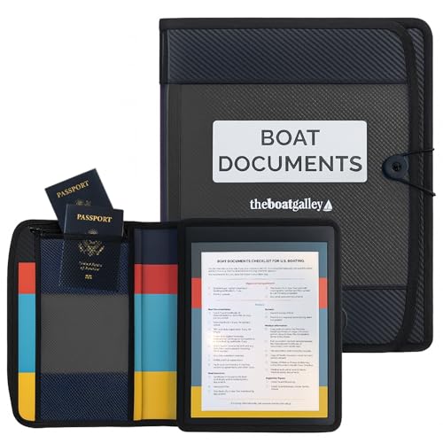 Dokumenten-Organizer für Boote, groß, wasserabweisend, für Bootspapiere, hält alle Dokumente sicher und organisiert, Bootsgeschenke für Männer (Grau) von The Boat Galley