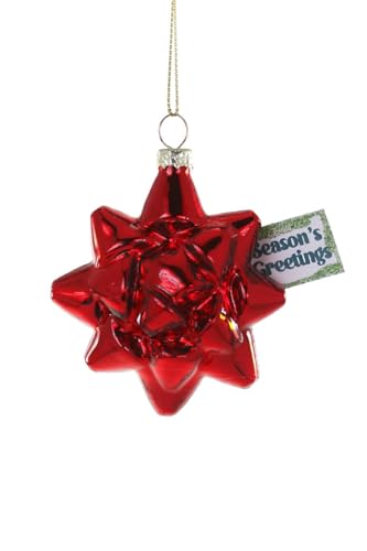 The Bridge Collection Glasschleife im Vintage-Stil, 8,3 cm, rote Weihnachtsdekoration, inspiriert von Schleifen, Geschenkpapier von The Bridge Collection