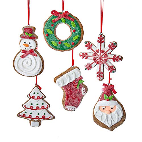 Bridge Collection Lebkuchen-Ornamente aus Ton, 6 Stück, sortiert, gefrostet, mit Zuckerguss und Süßigkeiten von The Bridge Collection