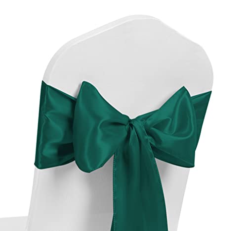 Satin-Stuhlschärpe, breitere, vollere Schleifen, Stuhlschärpen, Schleife, Rückenband, Hochzeitsbankett, Dekoration, (Jägergrün, 50) von The Chair Cover Company