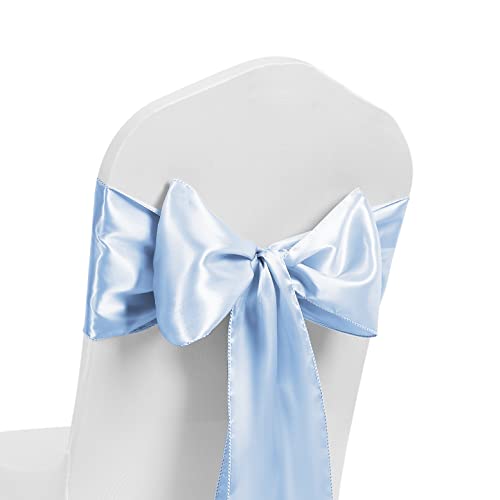 Satin-Stuhlschärpe, breitere, vollere Schleifen, Stuhlschärpen, Schleife, Rücken, Hochzeitsbankett, Dekoration (Babyblau, 100) von The Chair Cover Company